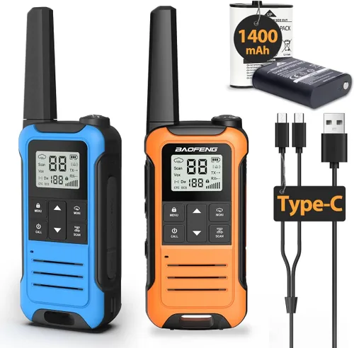 Miniatura 10 de Walkie Talkies de Largo Alcance Recargables para Adultos, Baofeng F22 FRS Radio Walky Talky Walkie-Talkie Familiar con Linterna Batería de 1400 mAh