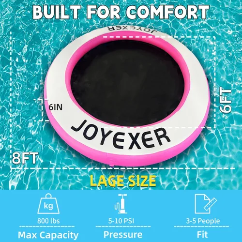 Miniatura 4 de Round Floating Ring, 8FT Inflatable Water Hammock Lake Floats for Adults, Inflatable Floating Dock Platform for Lake, Beach, Ocean Verde menta