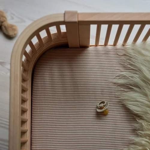 Miniatura 7 de Sábanas para cuna - Sábana bajera ajustable de muselina de algodón orgánico - Tamaño estándar para bebé niño y niña 28" x 52" ultra suave y Rayas