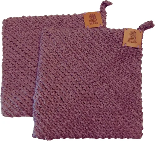 Miniatura 17 de Soportes para ollas de ganchillo hechos a mano, colección de color sólido, algodón de 6 x 6 pulgadas, resistentes al calor, doble capa, lazo