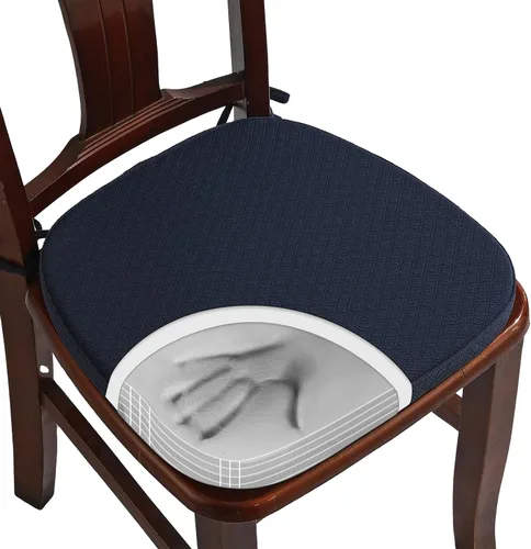 Miniatura 13 de BUYUE Cojines de Espuma Viscoelástica de Lujo para Sillas, Paquete de 6, Jacquard 16" en Forma de U, Cojines Cómodos para Sillas de Comedor, Borgoña
