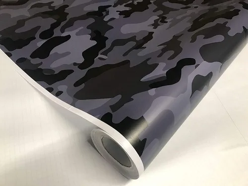Lámina de vinilo de camuflaje negro y gris para automóvil + cortador y escobilla de goma gratis (excepto el tamaño de muestra) (8 pies x 5 pies/96 x
