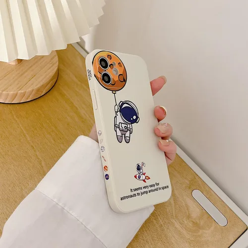 Miniatura 37 de Yonds Queen para iPhone 7 Plus / 8 Plus, linda funda con diseño de astronauta de dibujos animados, elegante parachoques de TPU suave, protectora