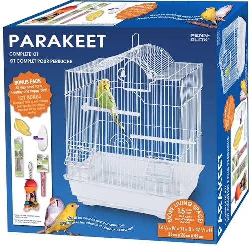 Miniatura 2 de PENN-PLAX Kit de iniciación para pájaros pequeños con jaula y accesorios, ideal para periquitos, tortolitos, loros, pinzones, canarios y más, jaula