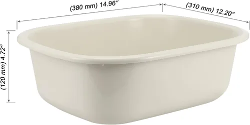 Miniatura 2 de MOUYAT Paquete de 4 lavabos de plástico de 13 L, caja de autobús comercial de plástico de 14 cuartos de galón, lavabo rectangular, sartenes beige
