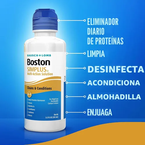 Miniatura 4 de Boston SIMPLUS Solución multiacción, limpia y acondiciona lente rígida permeable a los gases (RGP), removedor diario de proteínas, 3.5 onzas líquidas