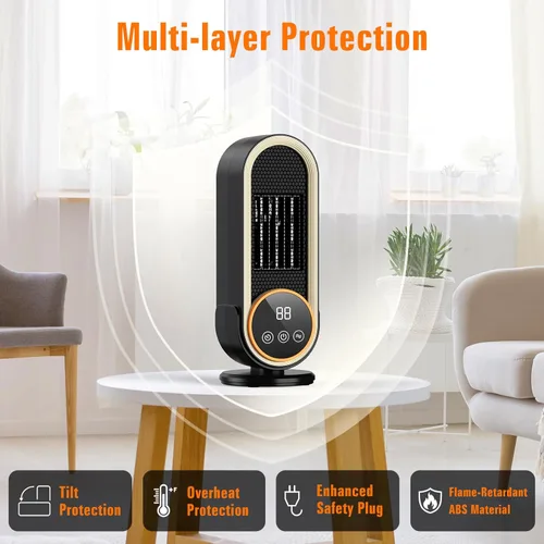 Miniatura 5 de Calentadores de espacio para uso en interiores con control remoto, calefacción eficiente en 2 segundos, protección contra sobrecalentamiento e
