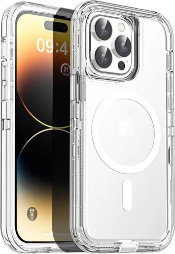 Miniatura 23 de AICase Funda transparente para iPhone 16e/13/iPhone 14, compatible con MagSafe 3 en 1, resistente protección contra caídas, cuerpo completo, a