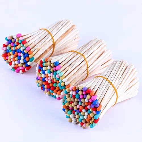 Miniatura 3 de 100 fósforos decorativos de arco iris de 3 pulgadas, fósforos de seguridad de madera largos de alta calidad para velas, fósforos de madera largos
