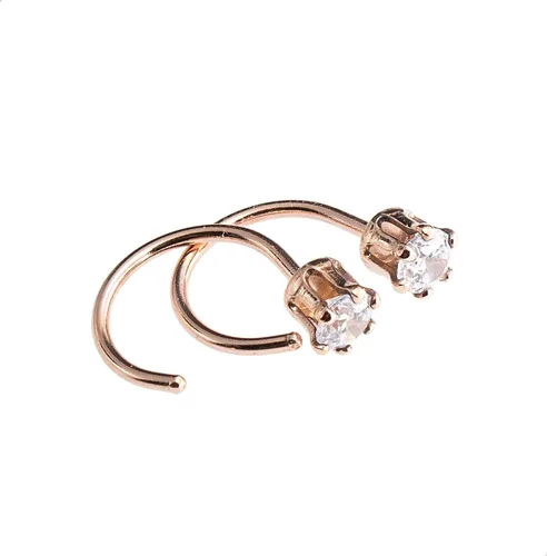 Miniatura 4 de Half Huggie Birthstone Gold Hoop Earrings for Women Tiny Cartilage Stud Piercing Earring Hypoallergenic Earring Screw Back Dainty Hug