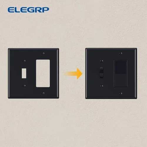 Miniatura 3 de ELEGRP - Placa de pared combinada de 2 ventanas, interruptor de luz de palanca de 1 banda, 1 dispositivo decorador/GFCI, placas de pared combinadas