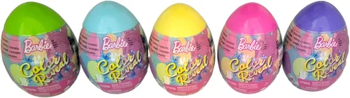 Barbie Color Reveal - Paquete sorpresa de huevo de Pascua (Serie HJX67) – 5 huevos misteriosos con muñecas y accesorios de revelación de colores –
