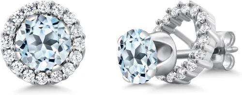 Miniatura 71 de Gem Stone King Aretes redondos de plata de ley 925 de 0.236 in con piedra natal extraíble para mujer