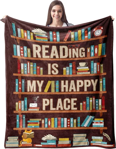 Miniatura 10 de CUJUYO Regalos para Amantes de los Libros para Mujeres y Hombres Manta 50"x40" - Regalos para Bibliotecarios Manta Tipo Throw - Regalos de Club