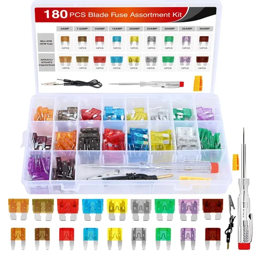 Miniatura 12 de Nilight - Portafusibles, Naranja, café, rojo, azul, amarillo, transparente, verde. Fusibles estándar 120PCS