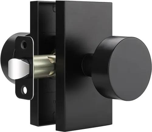 Miniatura 23 de EHOMEWARE Paquete de 2 pomos para puerta de paso para interiores, pomos de puerta negros para armario/pasillo, manija de puerta redonda sin