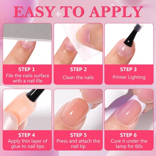 Miniatura 6 de AddFavor Uñas Postizas de Punta Francesa Cortas, 120 piezas Uñas Postizas Blancas con Punta Francesa Uñas Postizas Cuadradas Nude Uñas Acrílicas