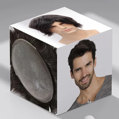 toupee tupé para hombres 0.002 in ultra suave y transparente piel fina con bucle en V línea capilar natural para hombre, extensiones de cabello 1B