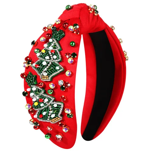 Miniatura 13 de mokkia Diadema de Navidad para Mujeres Accesorios de Navidad Lazo de Navidad Reno Copo de Nieve Diadema Rojo Verde Joyería con Perlas y Pedrería
