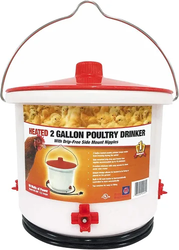 Miniatura 4 de Farm Innovators - Paquete de 2 bebederos térmicos para pollo, cubo para bebedero para aves de corral, 2 galones