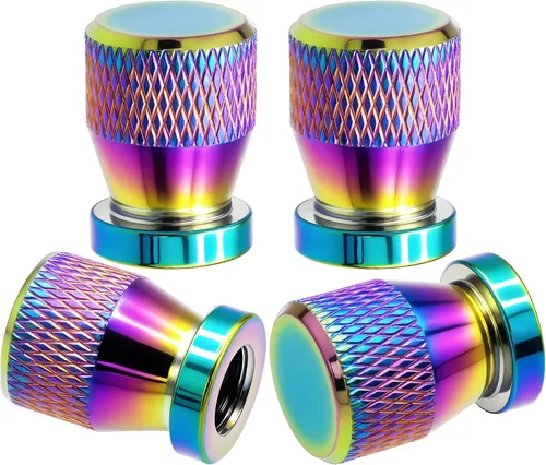Miniatura 53 de 4 piezas de tapas de válvula de rueda con forma de punta, válvula de rueda de aleación de aluminio con punta, tapas de aire universales a prueba
