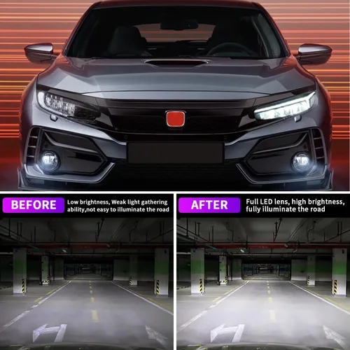 Miniatura 4 de Ensamble de faros Archaic Compatible para Honda Civic de 10ª generación 2016-2021, faro proyector con señal intermitente secuencial para Civic