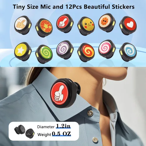 Miniatura 2 de Micrófono Lavalier personal inalámbrico de regalo con calcomanías culturales para iPhone 17/16/15/Android, cancelación de ruido, micrófono