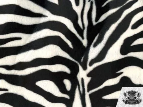 Velboa Faux/Fake Fur Zebra Negro Tela Blanca Nieve Por La yarda