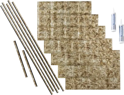 Miniatura 22 de FASÄDE Kit decorativo para salpicaduras de vinilo de estilo tradicional y patrón 1 de 15 pies cuadrados en bronce argente Bronce de plata