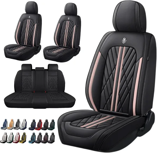 Miniatura 14 de Juego de fundas de asiento de automóvil de cuero nappa impermeables y transpirables de ajuste universal, cojín protector para vehículo automotriz