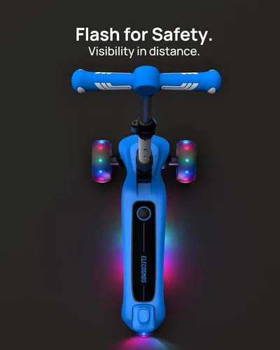 Miniatura 3 de ELECOSMOS Patinete eléctrico para niños de 4 a 9 años, scooter de 3 ruedas con luces LED grandes, plataforma intermitente ancha, altura ajustable
