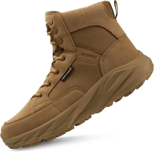 Miniatura 11 de FREE SOLDIER Botas de trabajo duraderas para hombre, 6 pulgadas, ligeras, impermeables, botas de senderismo, botas tácticas de cuero de gamuza