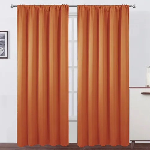 Miniatura 122 de LEMOMO Cortinas opacas negras para cocina, 42 x 45 pulgadas, juego de 2 paneles de cortinas opacas con bolsillo para cortinero para ventana pequeña