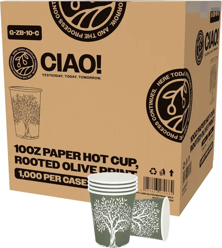 Miniatura 20 de CIAO! Vaso caliente de papel blanco de 20 onzas, desechable, 3.543 in de diámetro, 600
