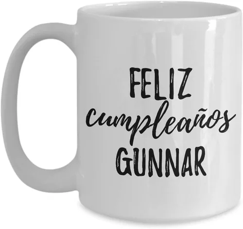 Feliz Cumpleanos Gunnar Mug Spanish Happy Birthday Personalized Name Gift Coffee Tea Cup Large 15 Oz