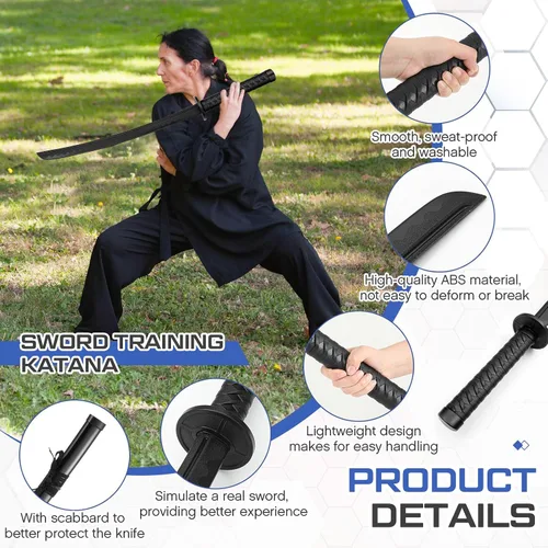 Miniatura 3 de Seenelling Espada katana de polipropileno con funda de ABS para entrenamiento japonés, espada samurái, entrenamiento de práctica marcial, espada