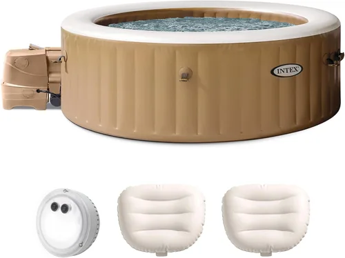 Miniatura 10 de INTEX 28429EP PureSpa Plus Bubble Massage Spa Set - Incluye 2 reposacabezas contorneados - Luz LED - Capacidad para 4 personas - 77" x 28" Cobalto