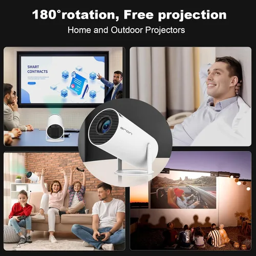 Miniatura 5 de Mini proyector, proyector portátil HY300 PRO, compatible con 4K 1080P con doble banda WIFI6 5G inalámbrico 5.0 Bluetooth Android 11, rotación