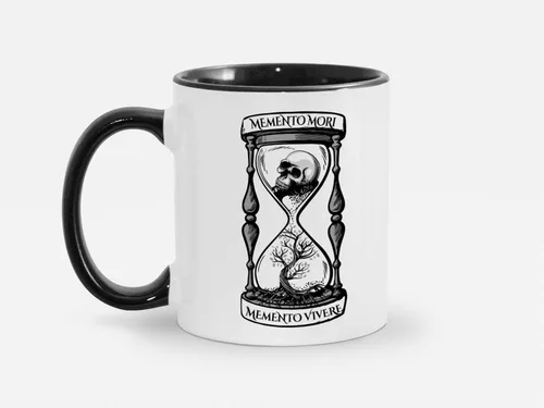 Miniatura 7 de Soul'n'Passions Memento Mori Memento Vivere - Taza de cerámica con diseño de calavera Momento Mori Lent Stoic Memento Mori, 11 onzas, color negro