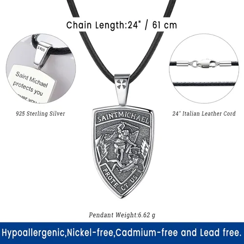Miniatura 4 de Eusense Collar con colgante de San MiguelSan CristóbalSan BenitoSan JudaVirgen María MilagrosaCrucifijo de JesúsSan JoséSan Antonio para hombres