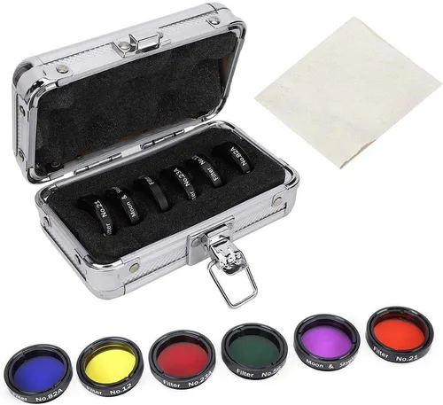 Kit de filtro de telescopio colorido de 1.25 pulgadas, filtro de luna para telescopios con caja de almacenamiento para telescopios, oculares,