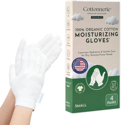 Miniatura 11 de Cottonnerie - 4 pares de guantes de algodón originales para manos secas para dormir, guantes hidratantes durante la noche, guantes hidratantes