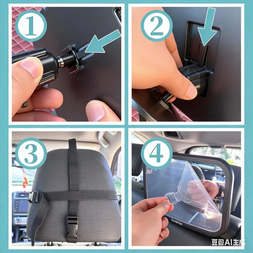 Miniatura 7 de Funbliss Espejo de Coche para Bebé para Asiento Orientado hacia Atrás, Rotación de 360°, Vidrio Acrílico Irrompible Certificado de Seguridad, Vista