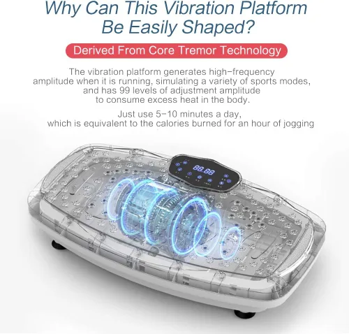 Miniatura 2 de nimto - Máquina de ejercicios con placa de vibración, entrenamiento de cuerpo entero, plataforma de entrenamiento para el hogar, equipo de fitness
