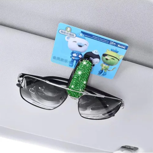 Miniatura 7 de Turcee Juego de 2 soportes para lentes de sol con diamantes de imitación brillantes para visera de automóvil con esponja antiarañazos, decoración