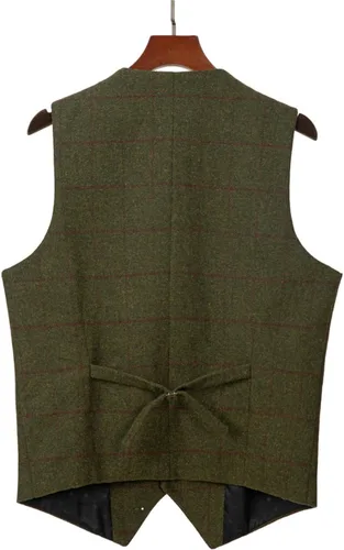 Miniatura 2 de Chaleco de traje a cuadros casual para hombre, chaleco de tweed ajustado para padrinos de boda