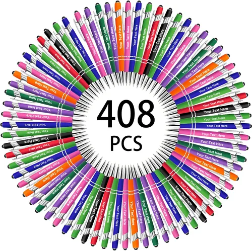Miniatura 37 de Hasta 500 bolígrafos personalizados a granel, bolígrafo grabado personalizado con punta de lápiz capacitivo, carcasa multicolor retráctil, bolígrafo