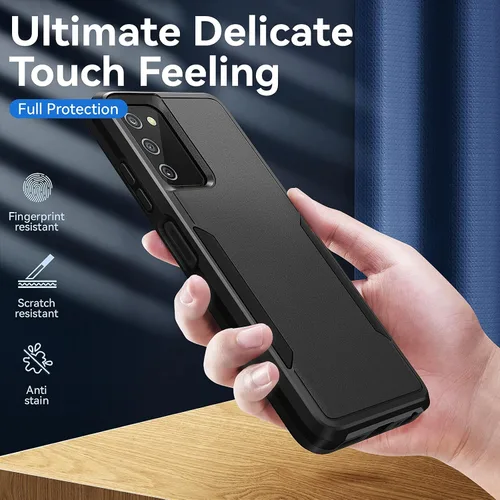 Miniatura 6 de Funda para Samsung Galaxy A03S, con protector de pantalla [prueba de caídas de grado militar], resistente, resistente, a prueba de golpes, para Negro