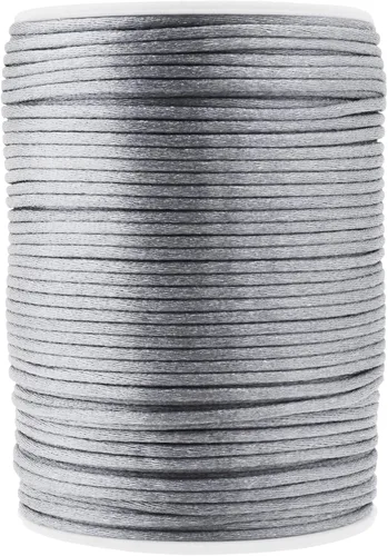 Miniatura 101 de Mandala Crafts Cordón de Satén de Nailon 2mm Cordón Rattail Champagne - 100 Yardas Cordón de Nailon Chino para Nudos Cordón de Seda Cola de Rata