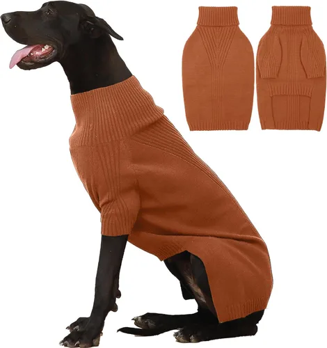 Miniatura 41 de IECOii Suéter extragrande para perro, suéteres térmicos cálidos para perros de raza gigante, ropa de punto, cuello alto de invierno, elástica